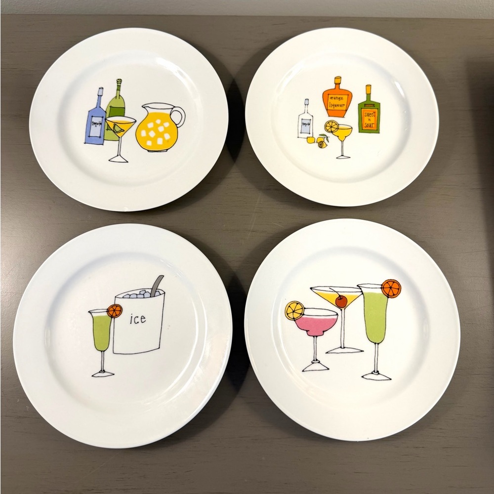 Margarita By Ursula Dodge Signature Appetizer Cocktail Plates 6.75” Set Of 4